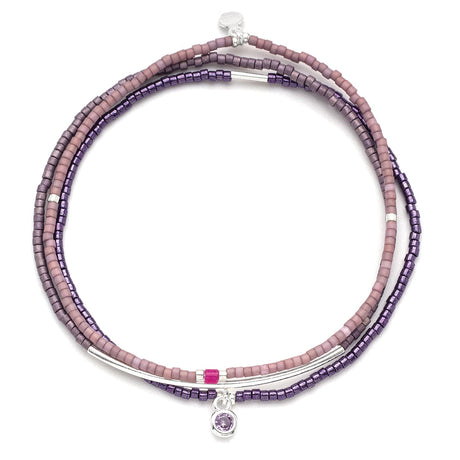 Tonal Chromacolor Miyuki Bracelet Trio - Purple / Sterling Silver Plated