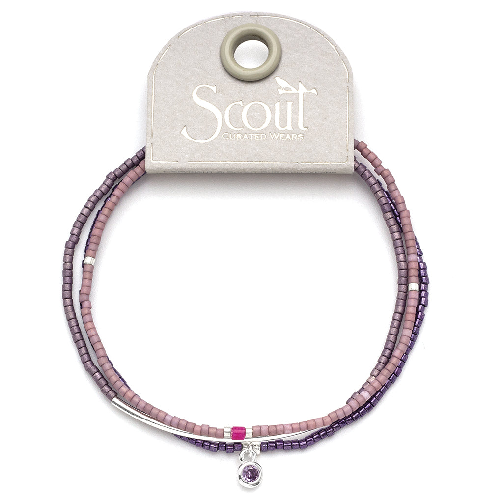 Tonal Chromacolor Miyuki Bracelet Trio - Purple / Sterling Silver Plated On Scout Curated Wears Branded Card
