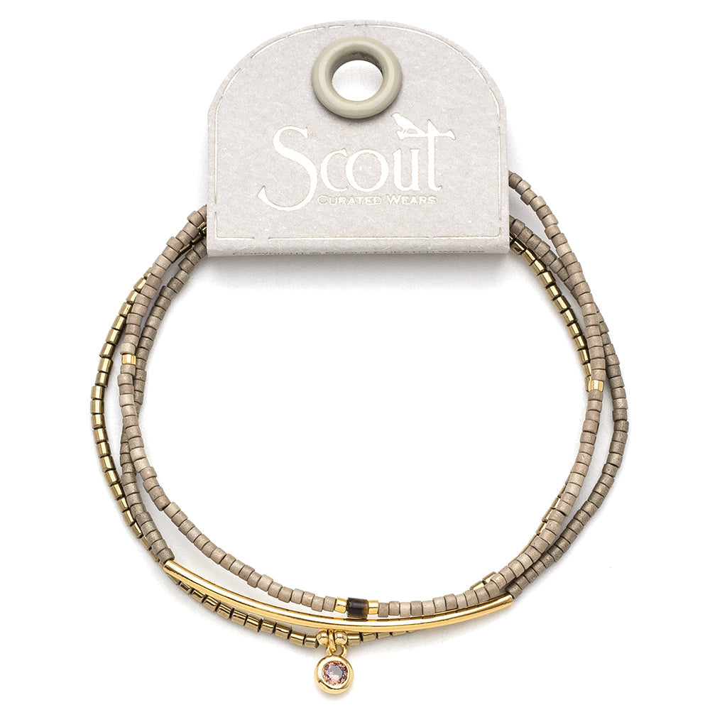 Tonal Chromacolor Miyuki Bracelet Trio - Pewter / 14K Gold Plated On Scout Curated Wears Branded Card