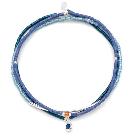 Tonal Chromacolor Miyuki Bracelet Trio - Cobalt / Sterling Silver Plated