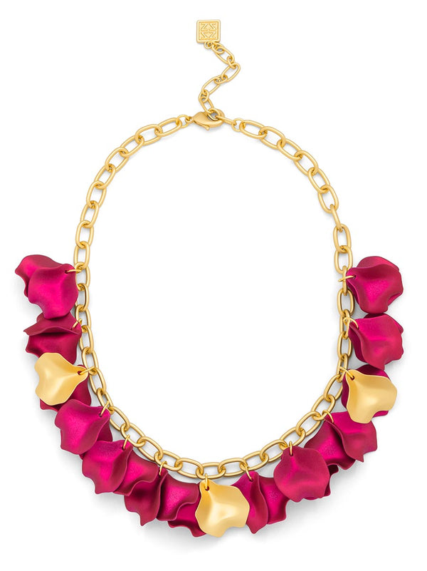 Metallic Petal Collar Gold Link Necklace