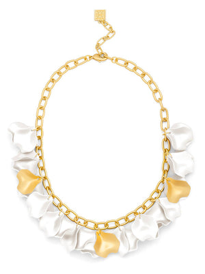 Metallic Petal Collar Gold Link Necklace