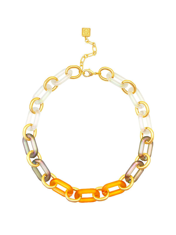 Iridescent Collar Necklace With Gold Links