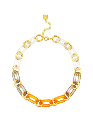 Iridescent Collar Necklace With Gold Links