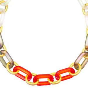 Iridescent Collar Necklace With Gold Links