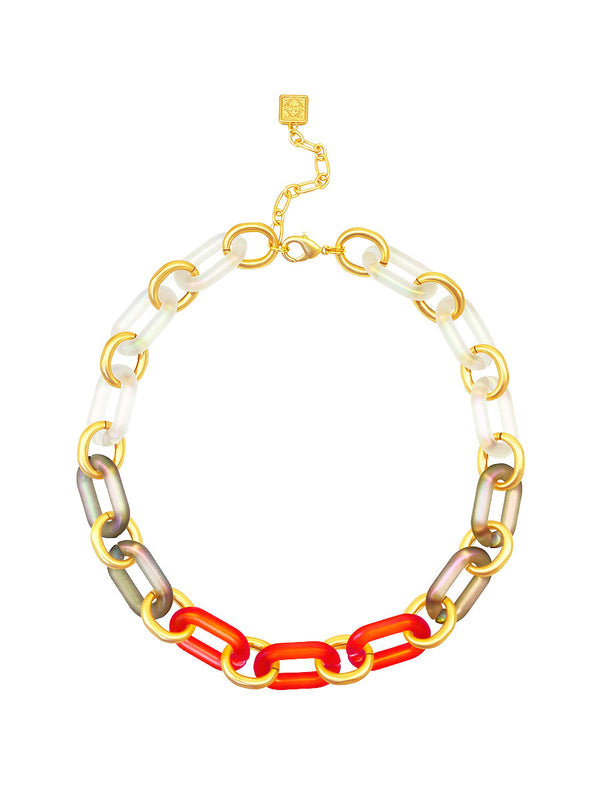 Iridescent Collar Necklace With Gold Links