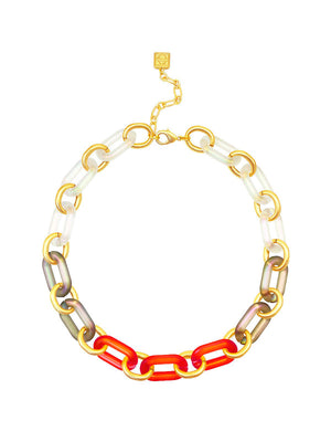 Iridescent Collar Necklace With Gold Links