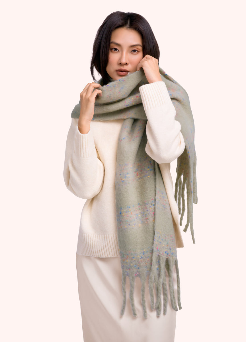 Oversized Brushed Nancy Blanket Scarf - Soft Green