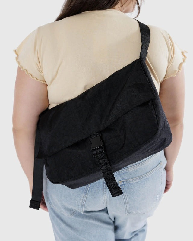 Nylon Messenger Bag - Black Detail