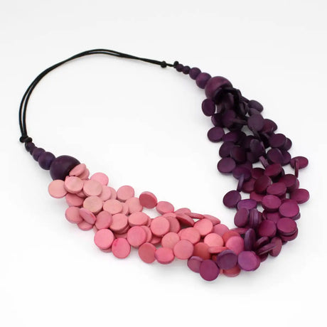 Ombre Gillian Multi Layer Wood Bead Statement Necklace Wine