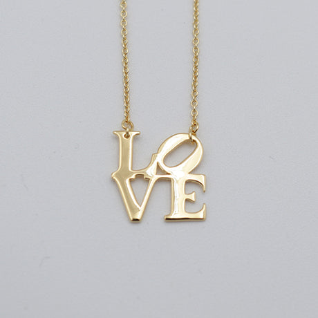 Polished Gold Vermeil LOVE Necklace Large Pendant