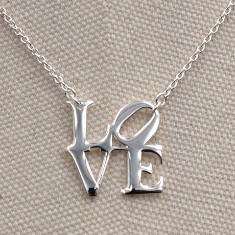 Polished Sterling Silver LOVE Necklace Large Pendant