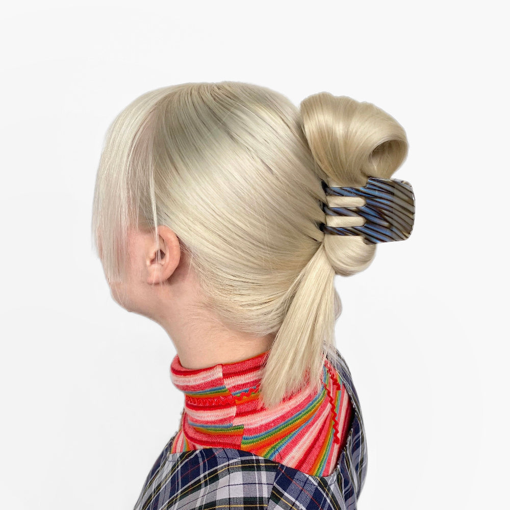 Chunks Hair Claw Clip in Shadow styled on an updo hairstyle