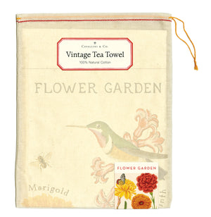 Vintage-Style Tea Towel - Flower Garden