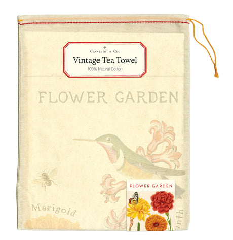Vintage-Style Tea Towel - Flower Garden