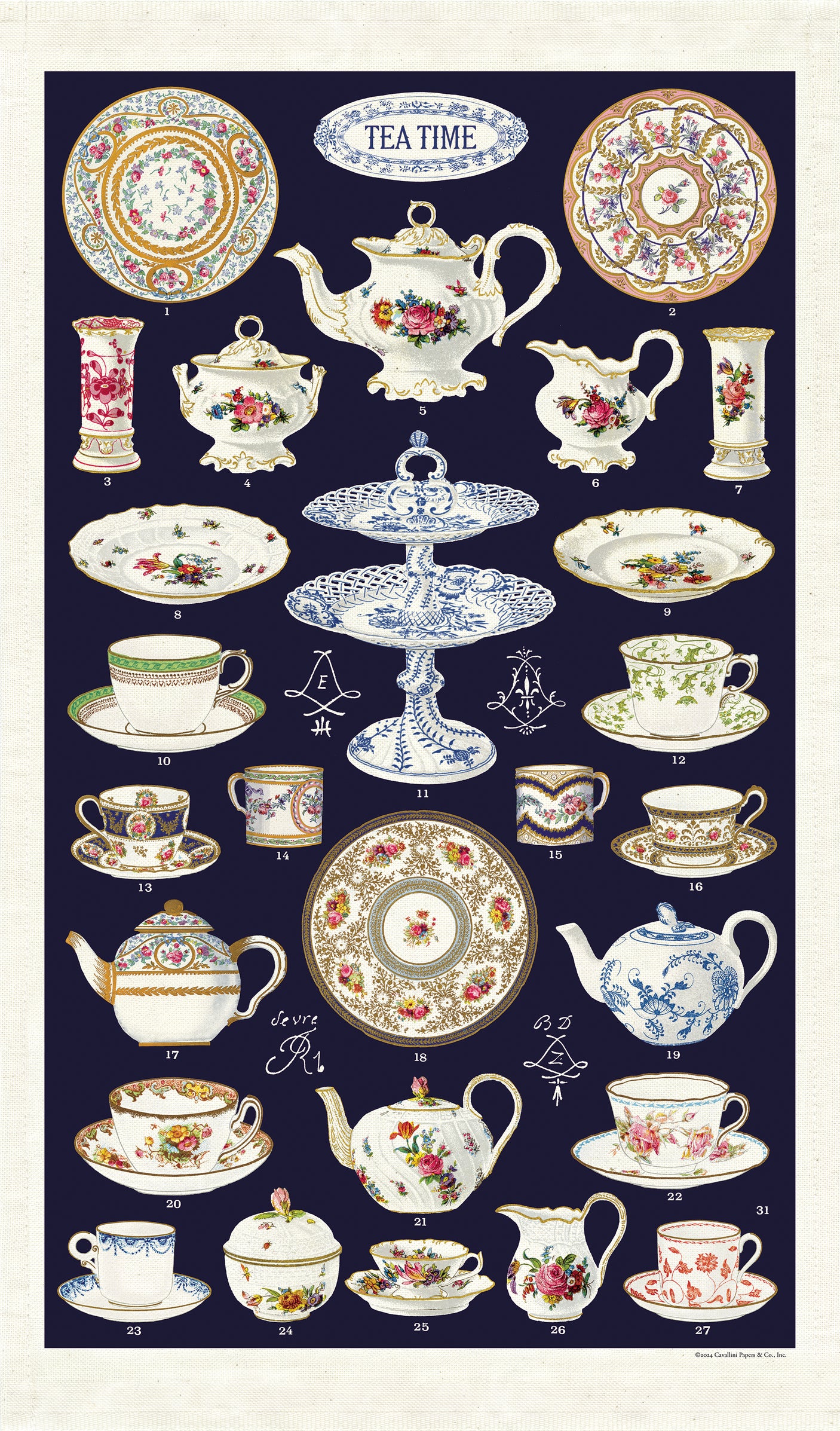 Vintage-Style Tea Towel - Tea Time