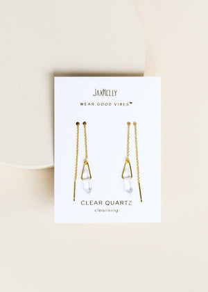 Crystal Point Threader Earrings - Clear Quartz