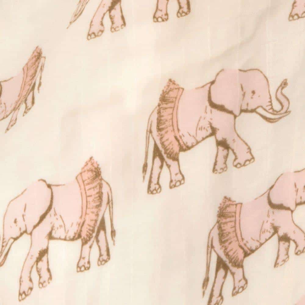 Bamboo Muslin Swaddle Blanket - Tutu Elephant Close Up Detail Print
