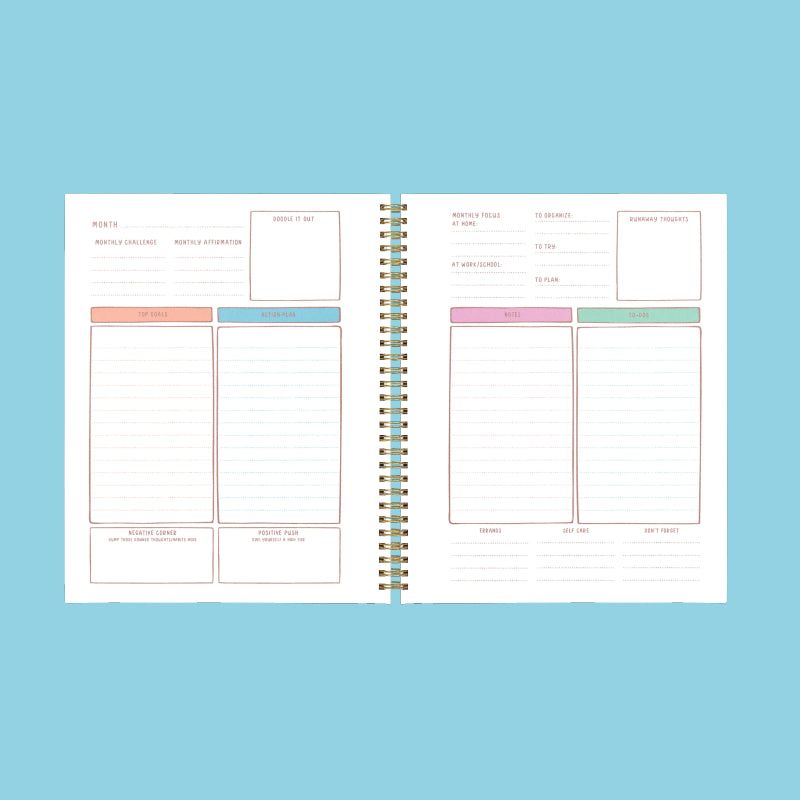 Undated Perpetual Planner - Goal Getter Lite - Trippy Floral Interior Monthly