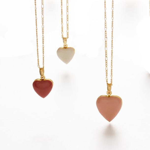 Color Enamel Heart Locket 14K Gold Plated Necklace