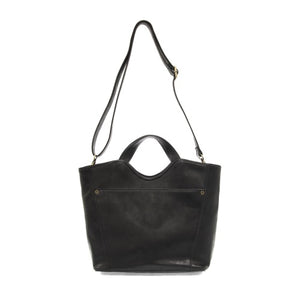 Vegan Leather Top Handle Liz Crossbody Bag Black Detachable Strap