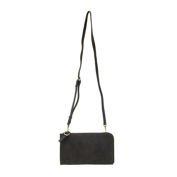 Vegan Sueded Leather Karina Convertible Bag Adjustable Removable Crossbody Strap Black