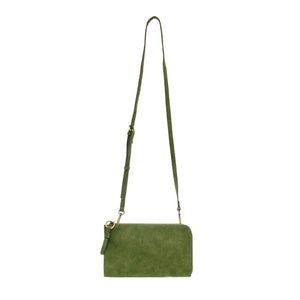 Vegan Sueded Leather Karina Convertible Bag Adjustable Removable Crossbody Strap Dark Emerald