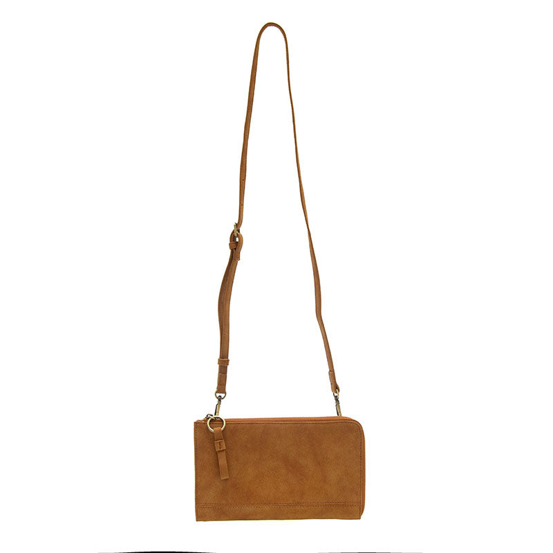 Vegan Sueded Leather Karina Convertible Bag Adjustable Removable Crossbody Strap Toffee