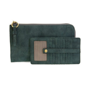 Vegan Sueded Leather Karina Convertible Bag with Removable Card Holder Wallet Deep Teal