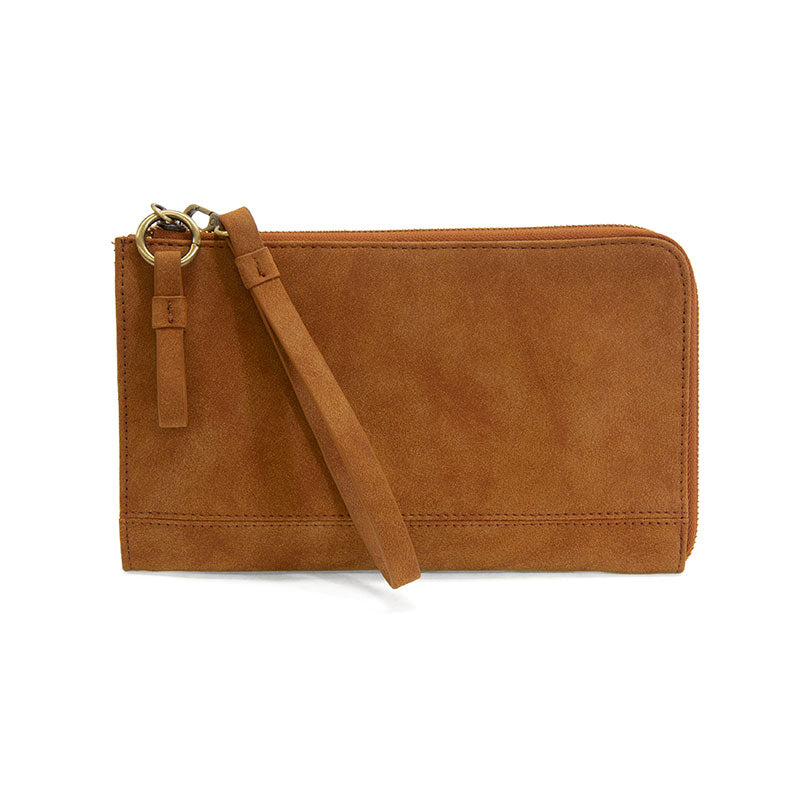 Vegan Sueded Leather Karina Convertible Bag Wristlet Strap Toffee