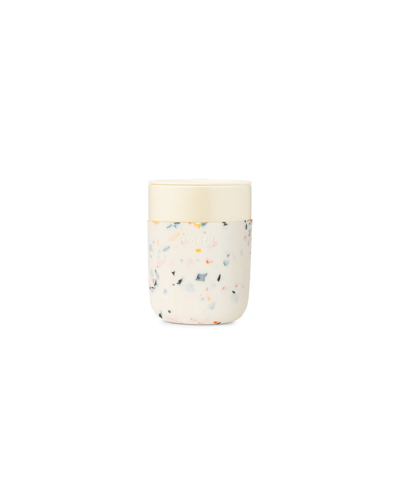 Portable Ceramic Mug With Drink Through Lid - 12oz Cream Terrazzo