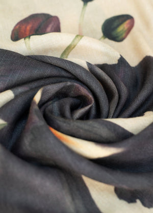 Wool Blend Wrap Scarf in Midnight Orchid Detail View