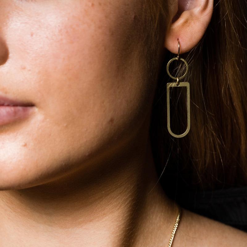 Brass Axiom Geometry Earrings Modeled