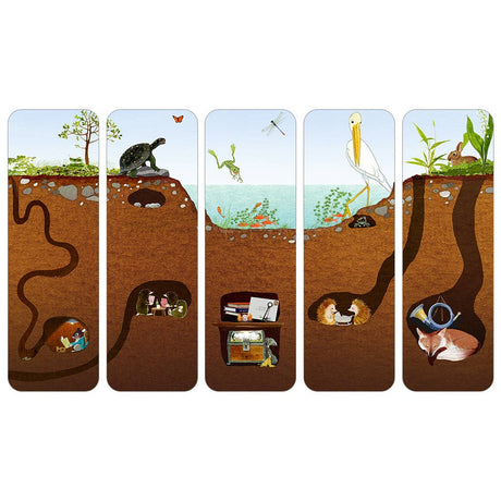 Watercolor Nature-Inspired Illustrations Bookmarks Set of 5 - By The Pond