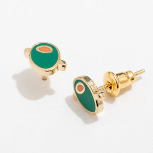 Green Martini Olive Enamel Stud Earrings