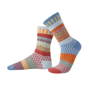Colorful Mismatched Cotton Crochet Crew Socks - Hello World Modern Mercantile