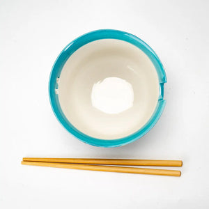 Japanese Noodle Bowl with Chopsticks Set - Robin Blue