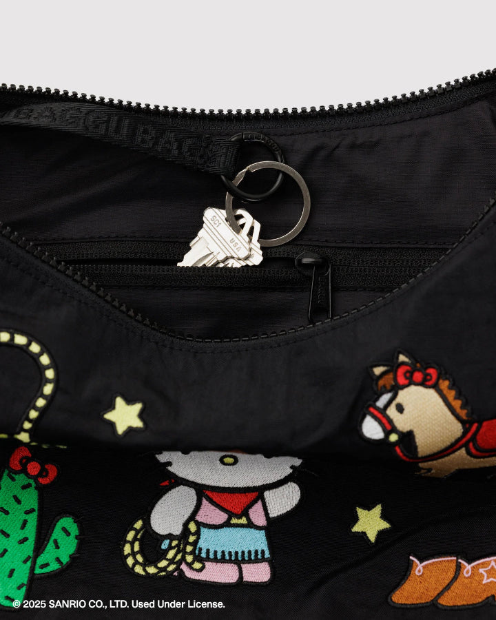 Medium Nylon Crescent Bag - Embroidered Hello Kitty Western - Hello World Modern Mercantile