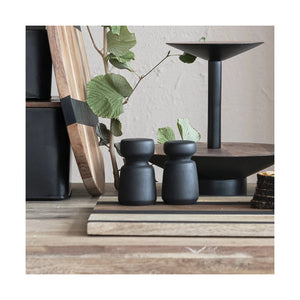 Black Mango Wood Salt & Pepper Shakers Set