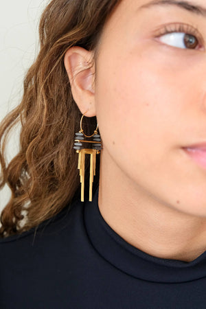 Art Deco Hematite Hoop Earrings