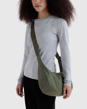 Medium Nylon Crescent Bag - Caper