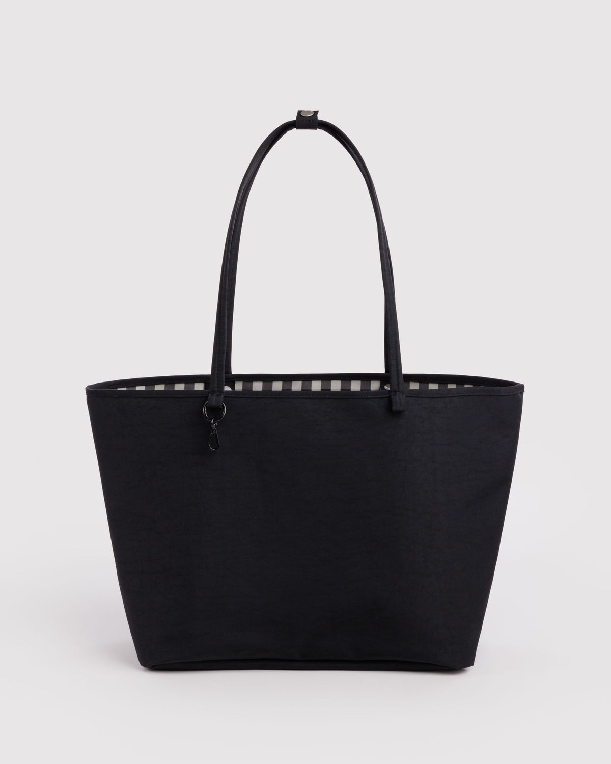 Large Nylon Reversible Tote Bag - Black Gingham Mix