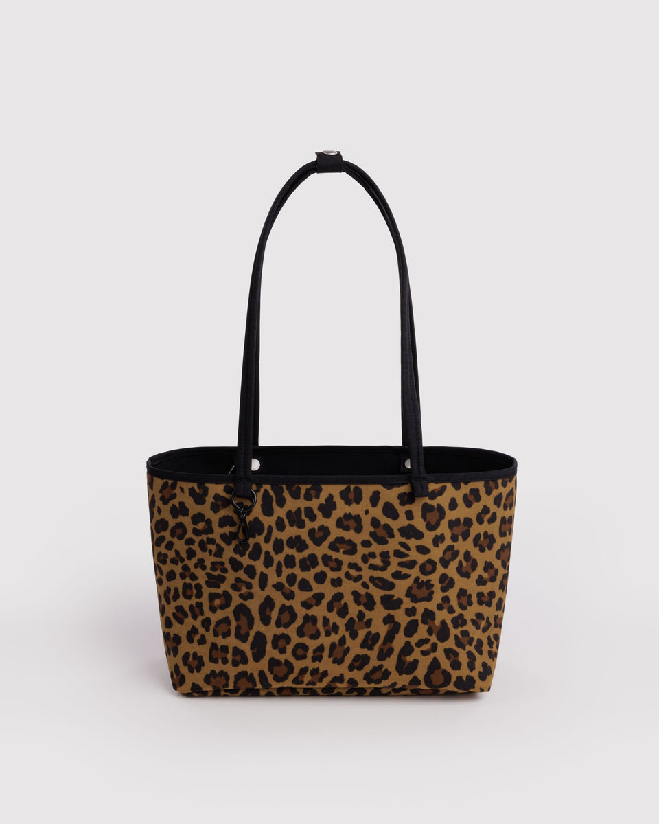 Medium Nylon Reversible Tote Bag - Black Leopard Mix