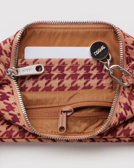 Nylon Pochette Bag - Tan Houndstooth