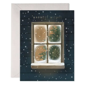 Warmest Wishes Holiday Window Christmas Greeting Card