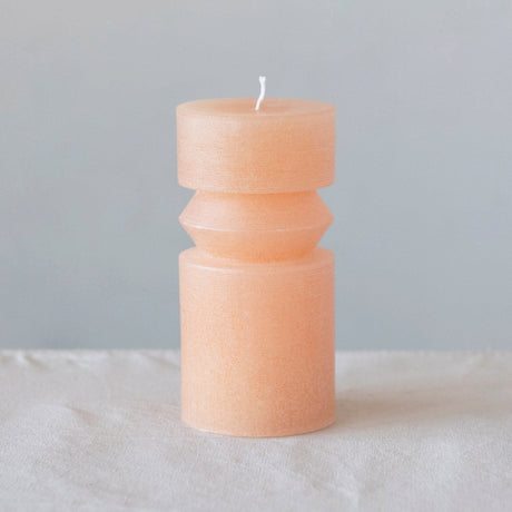 Unscented Totem Pillar Candle 6" H in Grapefruit Pink Lifestyle
