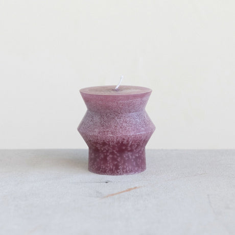 Unscented Totem Pillar Candle 3" H in Purple Mauve Lifestyle