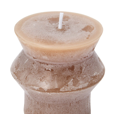 Unscented Totem Pillar Candle 3" H in Cappuccino Brown Top View of Wick