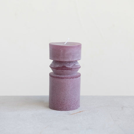 Unscented Totem Pillar Candle 6" H in Purple Mauve Lifestyle