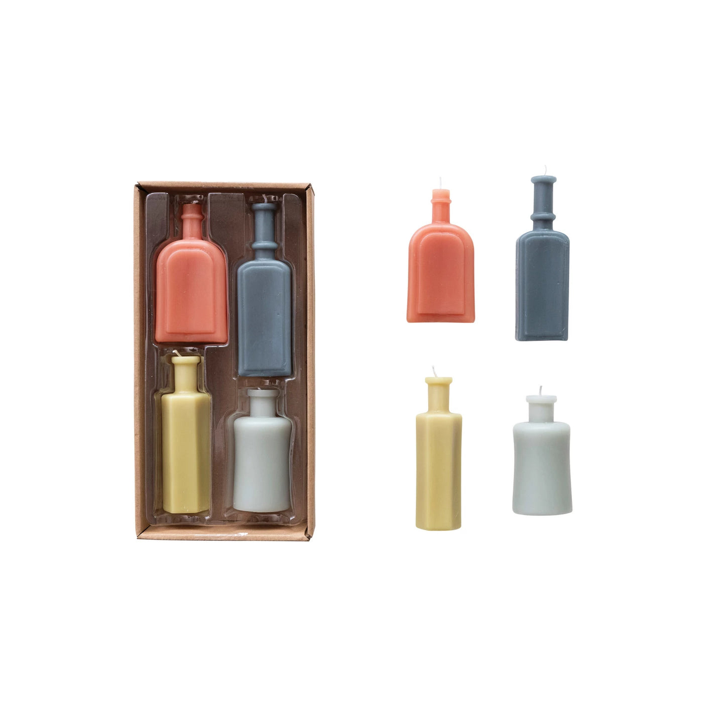 Vintage Apothecary Bottle Unique Shaped Unscented Taper Candles Set